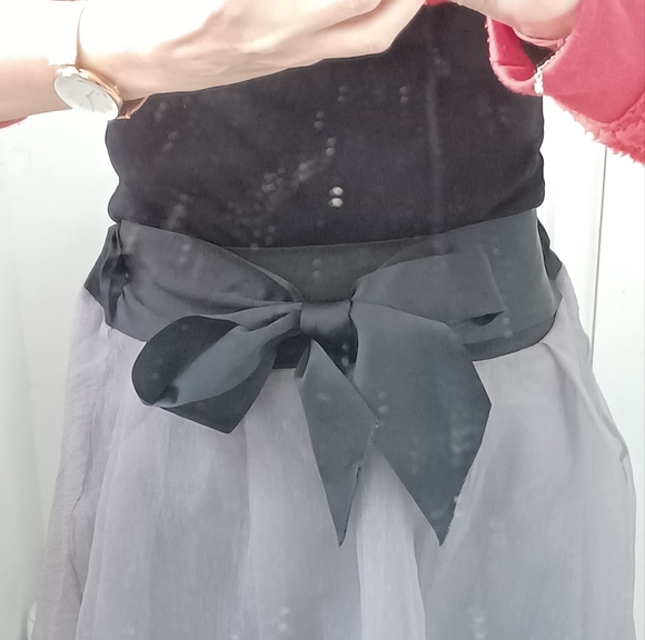 Two Piece Black Top with Grey Tulle Skirt - Picture 8 of 8